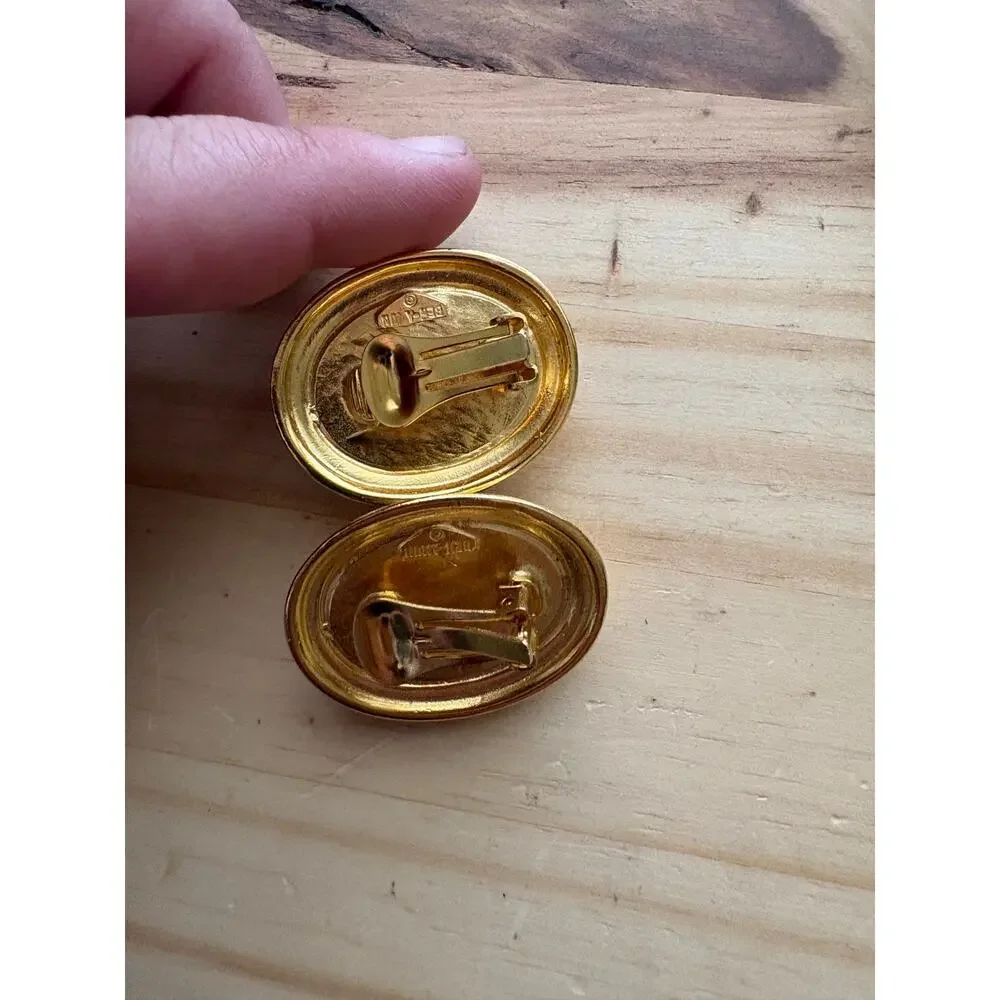 Ben Amun Vega Burgundy Earrings 24K Gold Plated Clip On Stud Lightweight